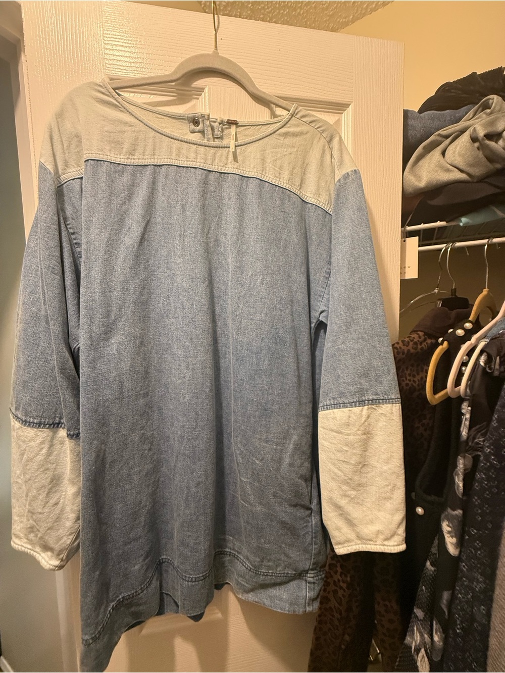 Free People Light Blue Denim Tunic